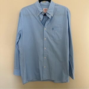 Brooks Brothers Sky Blue Checkered Dress Shirt Sz M